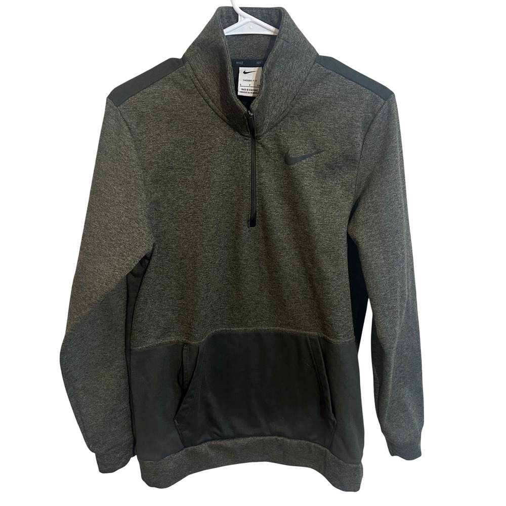 Nike Therma-FIT Pullover Mens Small Gray Quarter Zip Outdoor Training Jacket